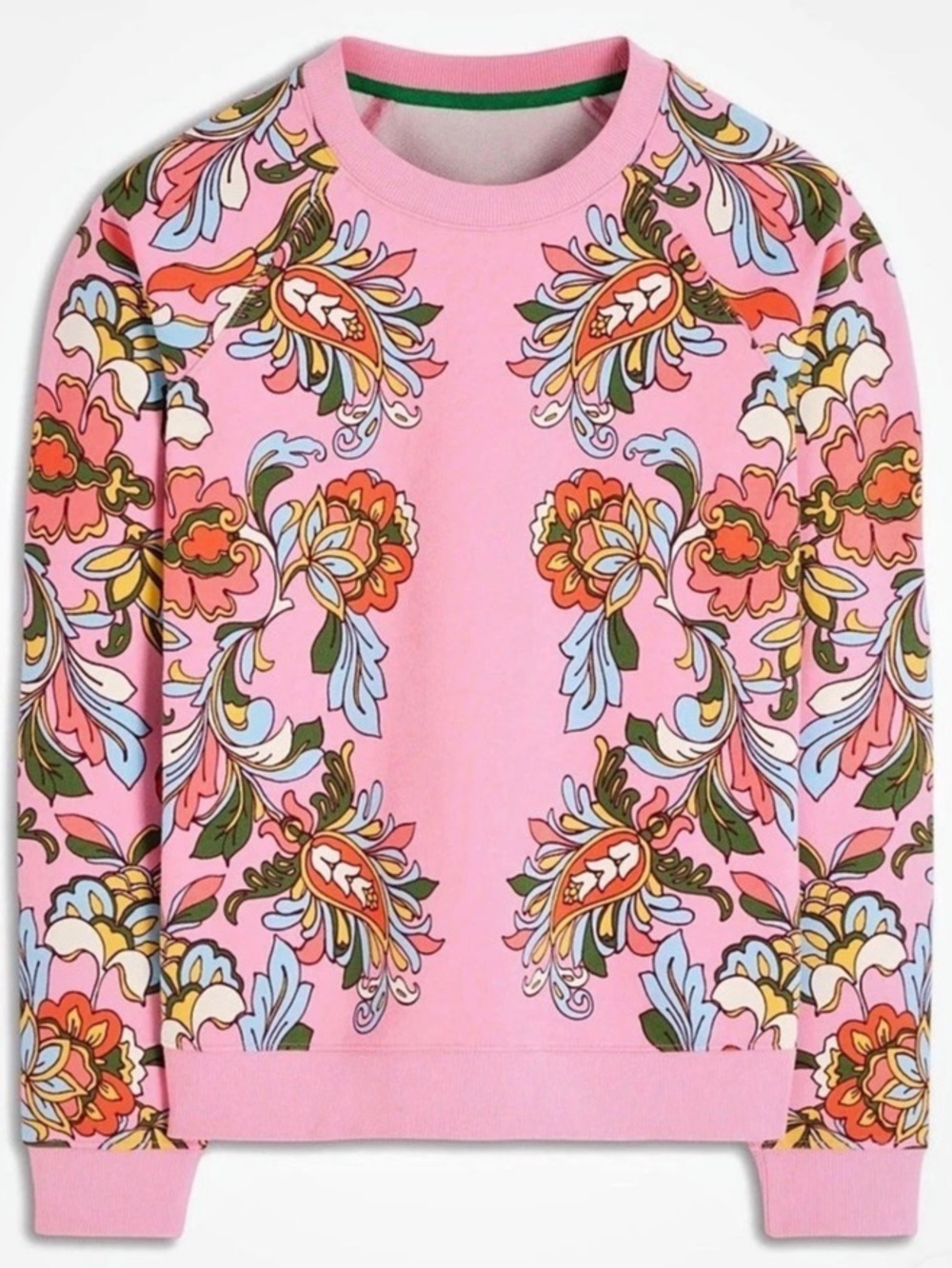 Boden Rosa Print Cotton Sweatshirt Floral Pink & Multicolor Small *read